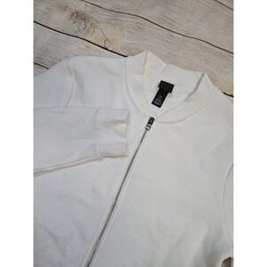 H&M Men's REGULAR FIT Full ZIP-FRONT CARDIGAN Size Medium Ribbed Knit White